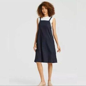 Eileen Fisher Organic Cotton Denim Jumper Midi Dress Size Medium